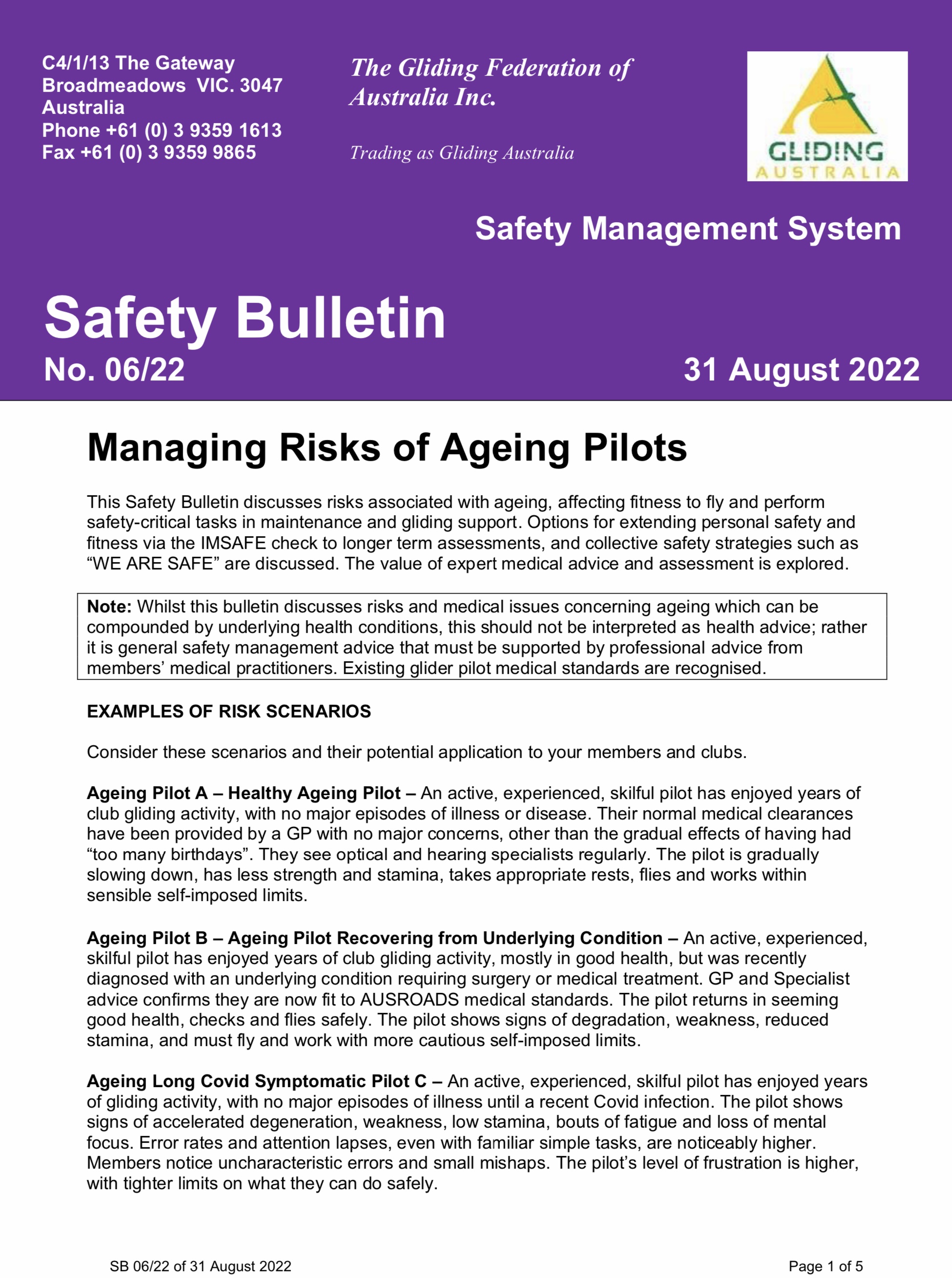 SB 06 22 Managing Risks of Ageing Pilots