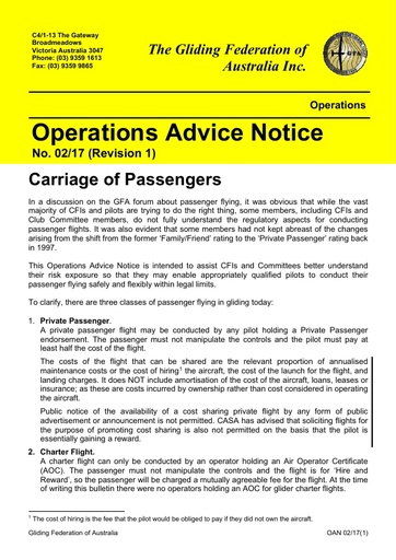 2017 - OAN 02/17 Carriage of Passengers