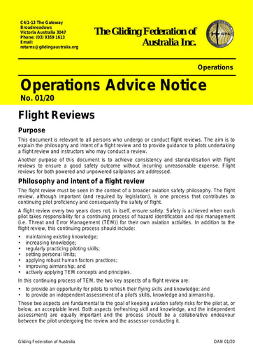 2020 - OAN 01/20 Flight Reviews