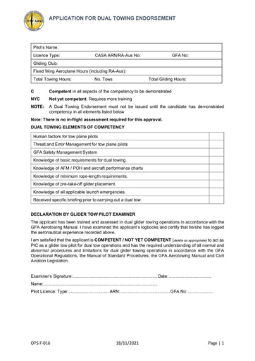 APPLICATION FOR DUAL TOWING ENDORSEMENT