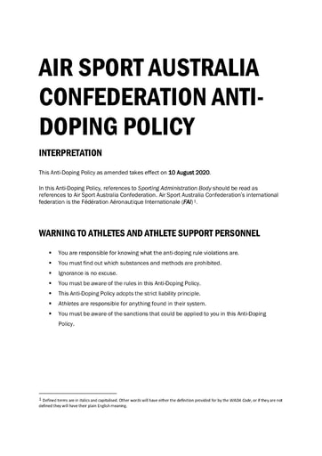 Anti Doping Policy 2020 ADMIN0009