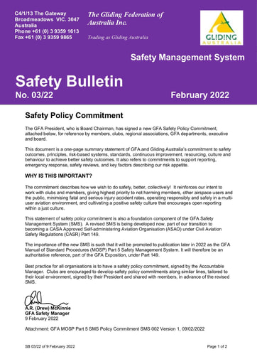 GFA SB 03 22 Safety Policy Commitment