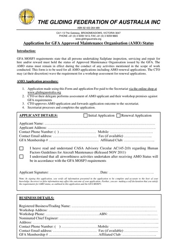 Approved Maintenance Organisation (AMO) Application and Surveillance Audit Check List v3 2014.11.27 AIRW-F021