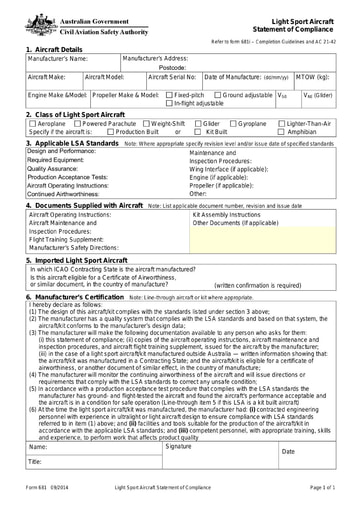 CASA form681 LSA-Statement of Compliance