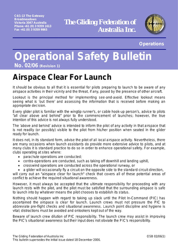 2006 - OSB 02/06 (Revision 2) Airspace clear for launch
