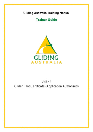 GPC 44 Glider Pilot Certificate (Application Authorised) Trainer Guide Rev 1