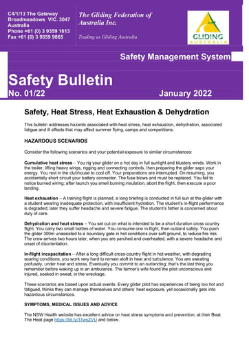 GFA SB 01/22 Safety Heat Stress Dehydration