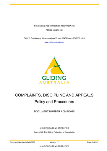 Complaints, Discipline and Appeals Policy and Procedures V17 ADMIN 0015