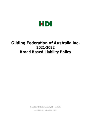 Gliding Federation of Australia Broad Based Liability Policy 2021 2022