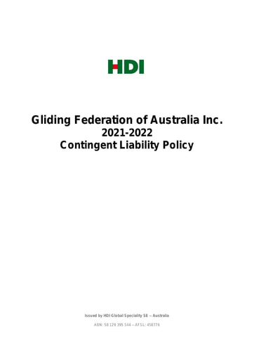 Gliding Federation of Australia Contingent Liability Policy 2021 2022